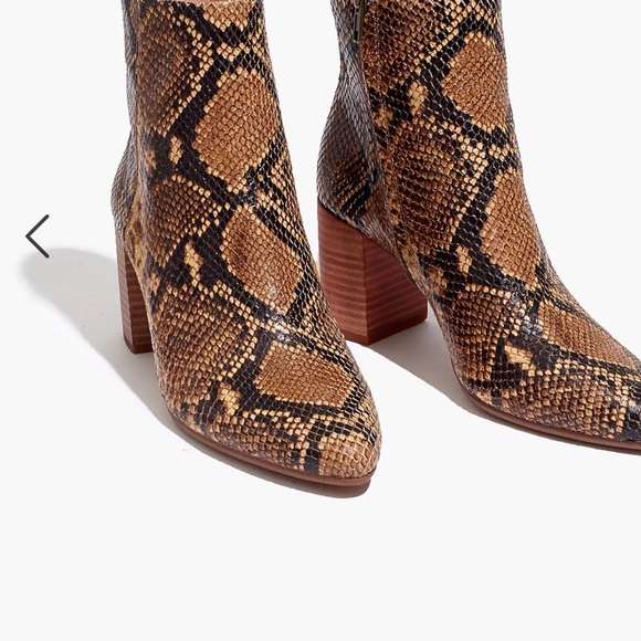 Madewell Shoes - MADEWELL Fiona Boot in Snake Embossed Brown Leather Size 6 COLOR: WOOD ASH MULTI